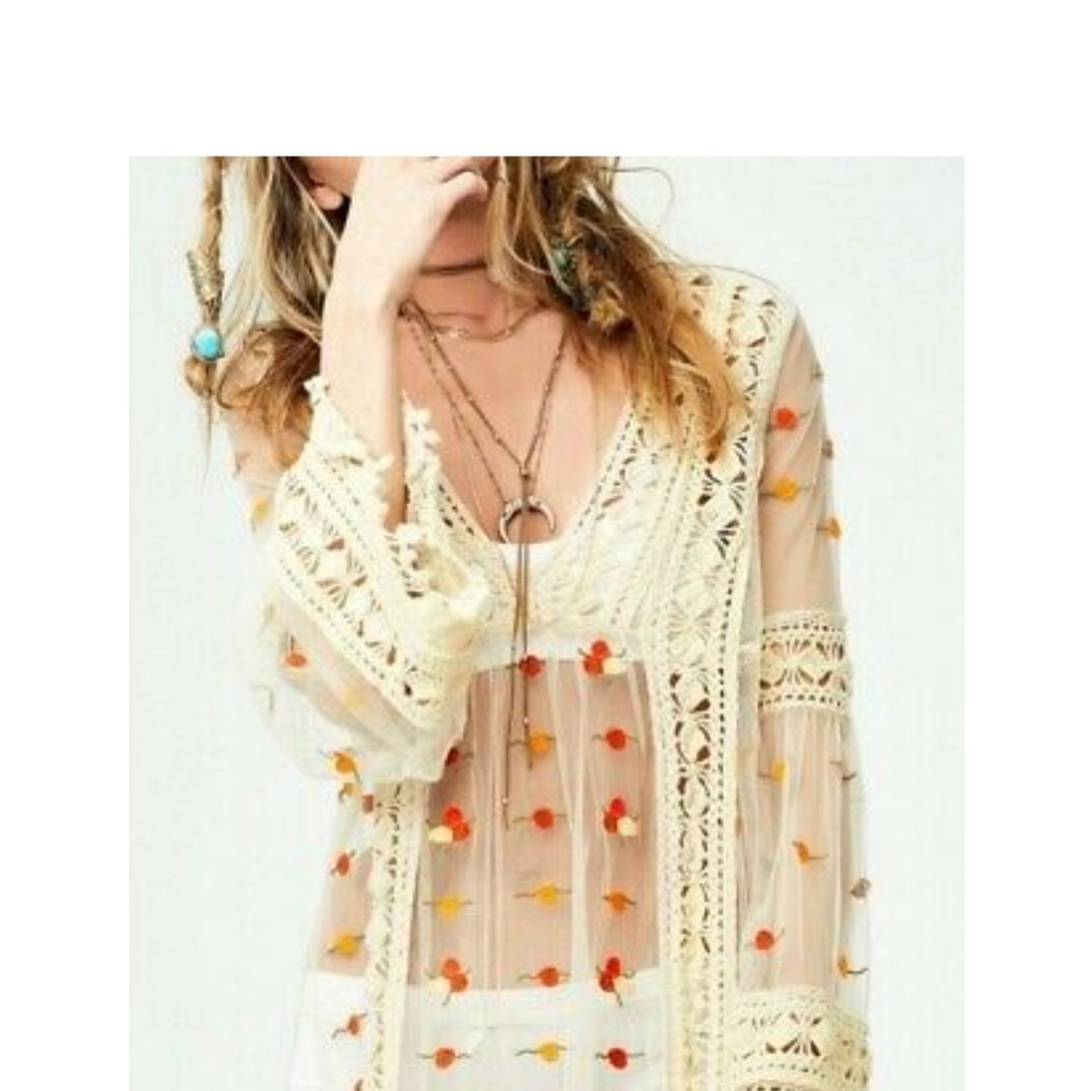 Free People Finest Heart Sheer Maxi Top Dress S